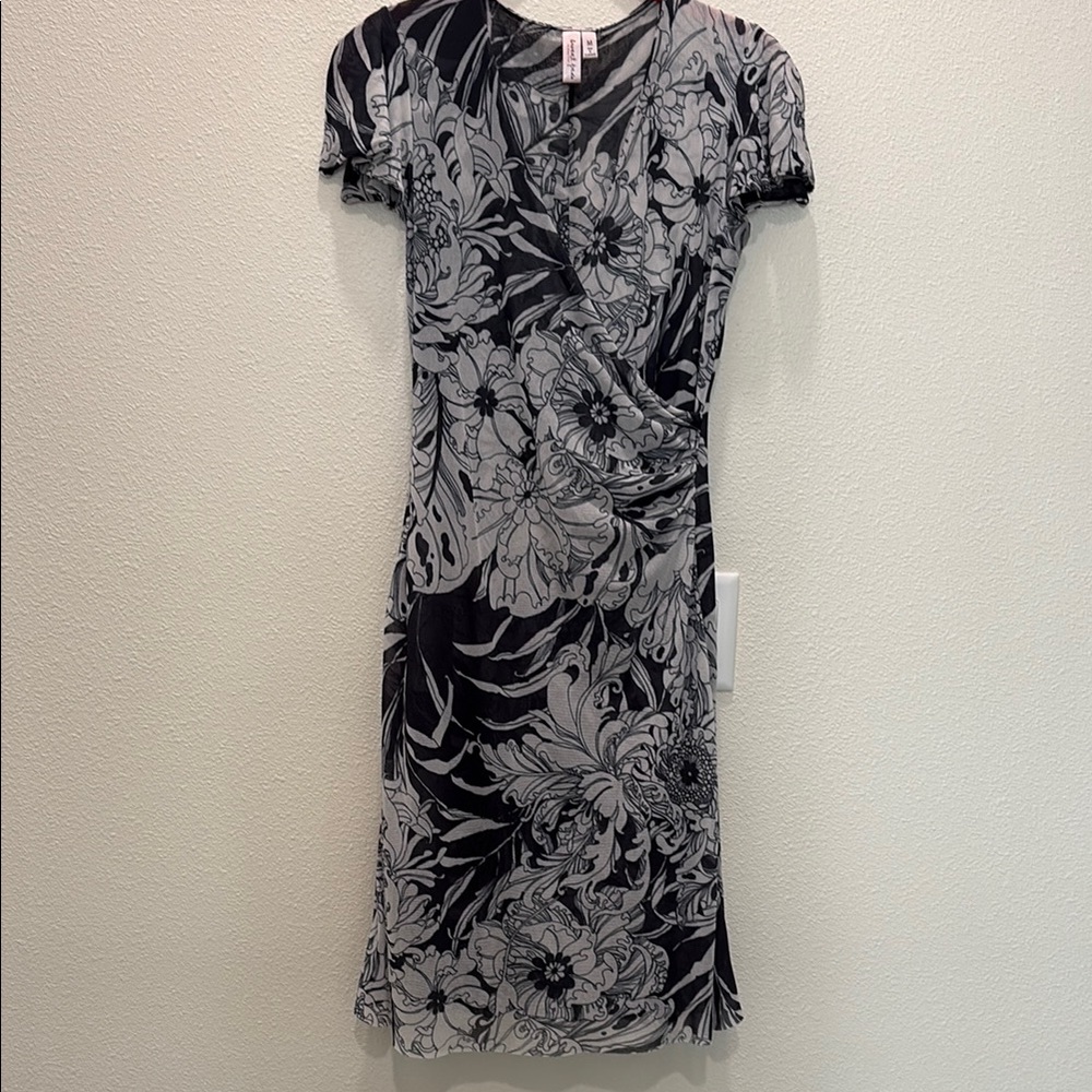 Sweet Pea Black and Gray Ruched Dress